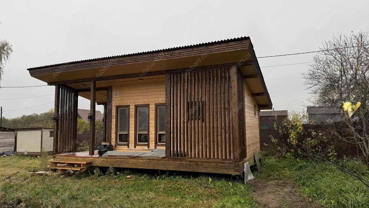 Баня из бруса 5 на 8 с террасой по проекту Б - 144 — фото 11 Баня из бруса 5 на 8 с террасой по проекту Б - 144 — фото 11