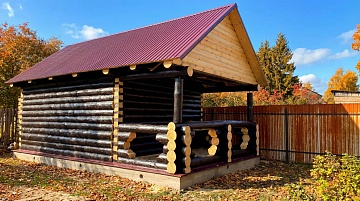 Баня 5×4 с рубленой террасой, 30 м²