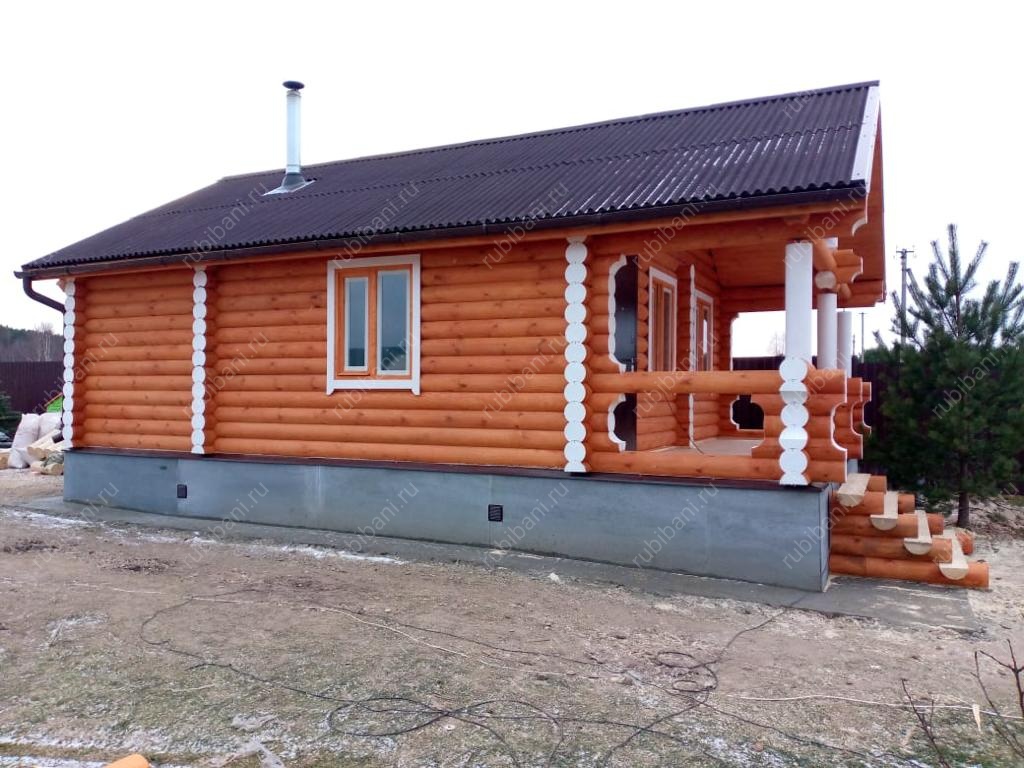 Баня из оцилиндрованного бревна под ключ 5,5 на 8,5 — фото 5 Баня из оцилиндрованного бревна под ключ 5,5 на 8,5 — фото 5