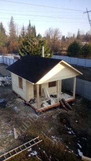 Баня из бруса 6×4 с террасой (Б-5), 24 м²