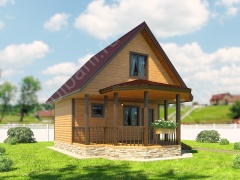 Баня из бруса 6×8 с террасой (Б-67), 68 м²