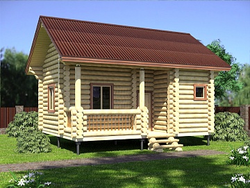 Баня из бревна 5.5×7 (ББ-54), 38.5 м² Баня из бревна 5.5×7 (ББ-54), 38.5 м²