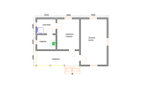 Баня с кухней и верандой 54 м²