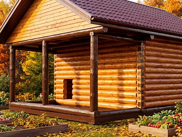 Баня 6×6 м с открытой террасой, 48 м²