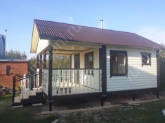 Баня из бруса 6×4 с террасой (Б-5), 24 м²