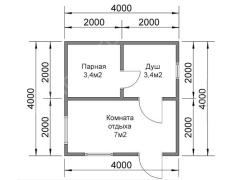 Баня из бруса 4×4 (Б-9), 16 м²