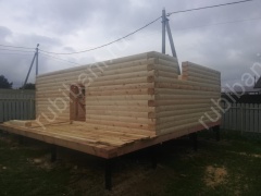 Баня из бруса 6×4 с террасой и балконом (Б-3), 24 м²