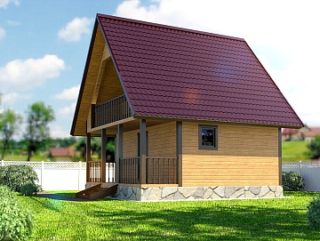 Баня с мансардой и балконом (БН-3) 24 м²