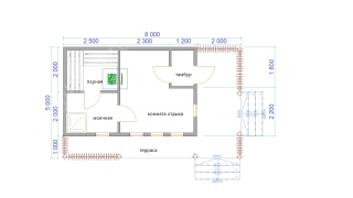 Баня из бруса 5×8 (Б-144), 40 м²