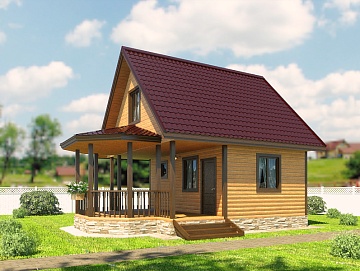 Баня из бруса 6×8 с террасой (Б-67), 68 м² Баня из бруса 6×8 с террасой (Б-67), 68 м²