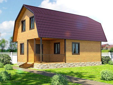 Баня из бруса 6×9 с мансардой (Б-24), 54 м² Баня из бруса 6×9 с мансардой (Б-24), 54 м²