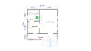 Баня из бруса 5×5 (Б-143), 25 м²