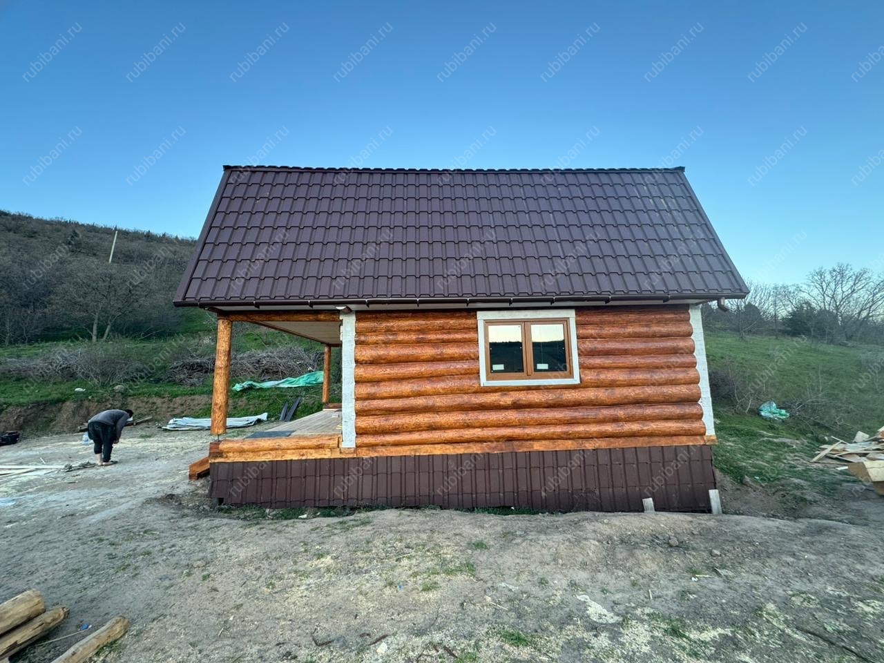 Дом- баня с террасой, сруб в лапу — фото 2 Дом- баня с террасой, сруб в лапу — фото 2