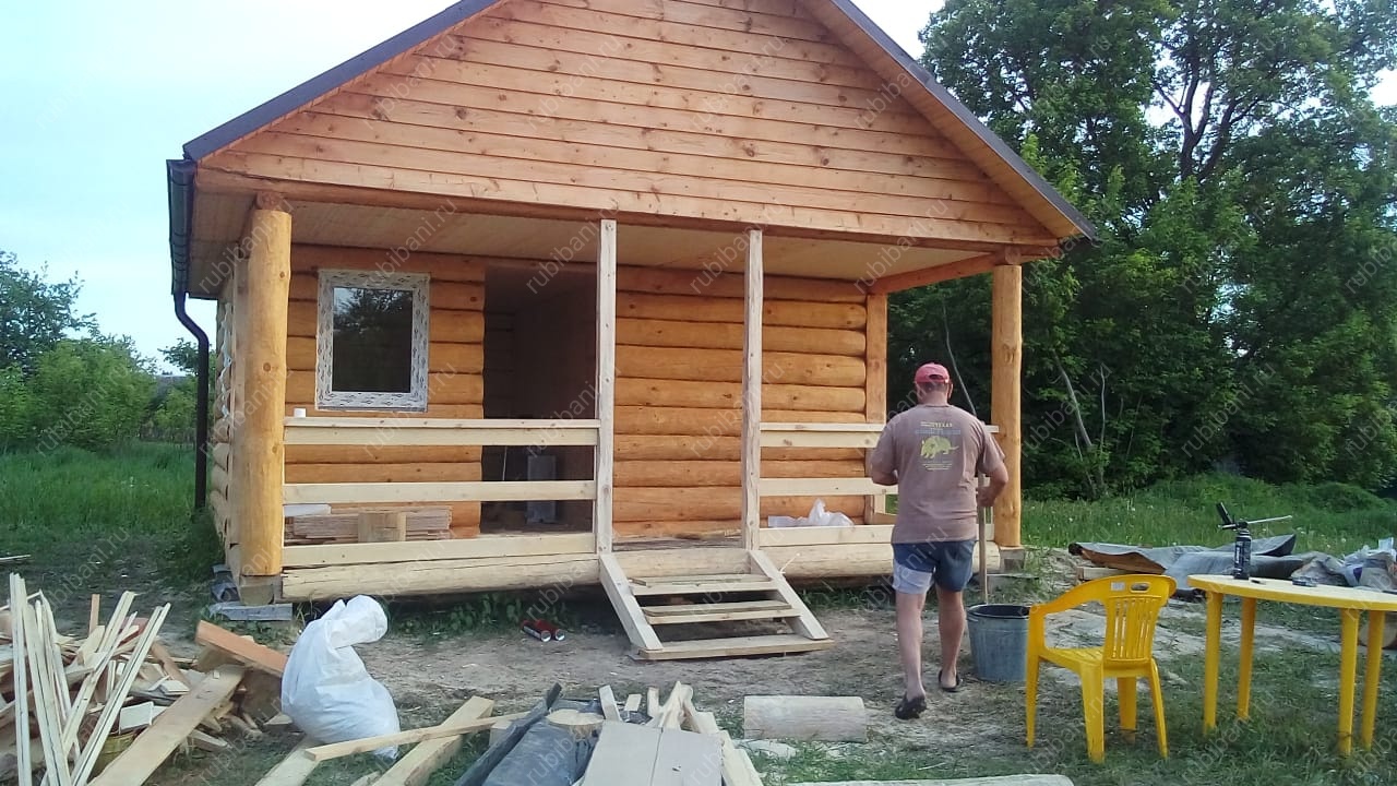 Баня 5 на 5 с террасой, сруб в лапу — фото 4 Баня 5 на 5 с террасой, сруб в лапу — фото 4