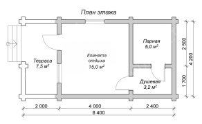 Баня из бревна 4.5×8.5 (ББ-17), 38.25 м²