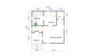 Баня из бруса 6×6 (Б-137), 36 м²