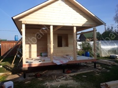Баня из бруса 6×4 с террасой (Б-5), 24 м²