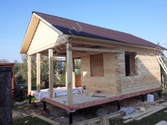 Баня из бруса 6×4 с террасой (Б-5), 24 м²