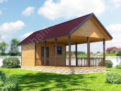 Одноэтажная баня с беседкой 40 м²
