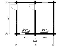 Дом 6×5 м в лапу, 30 м²