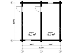 Дом 6×6 м в чашу, 36 м²