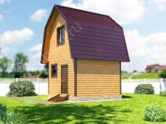 Баня из бруса 4×4 c мансардой (Б-25), 16 м²